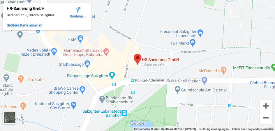 Anfahrtskarte von Google Maps